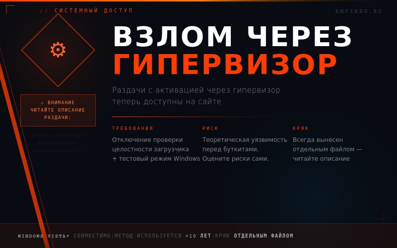 О раздачах игр со взломом через гипервизор